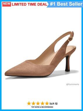 Faux Suede Kitten Heel Slingback Pumps Closed Toe Dress Shoes